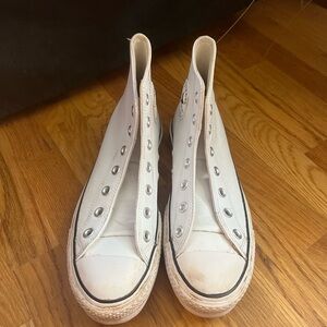 White Leather Hi Top Converse